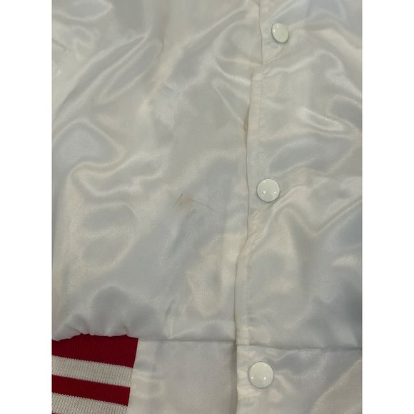 Vintage 1990’s After Shock Liquor White Satin Bomber Jacket West Ark Men’s XL - Picture 7 of 11